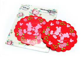 迪士尼蕾絲邊pvc滴膠卡通杯墊定做