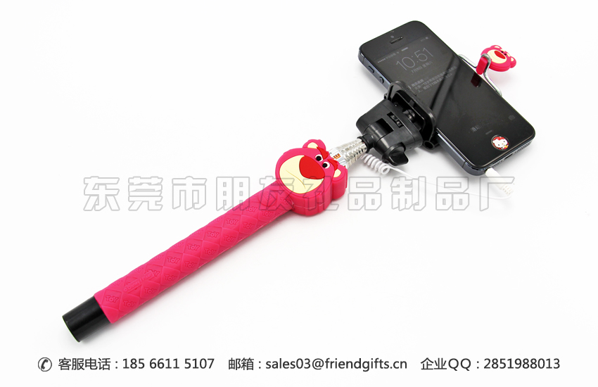 迪士尼授權(quán)生產(chǎn)卡通公仔手機(jī)自拍神器、線控卡通自拍神器定制工廠