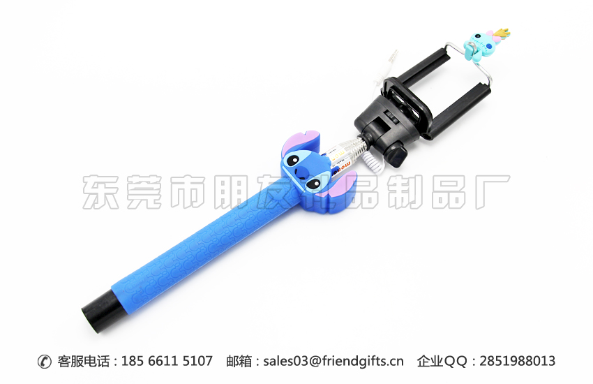 量身定做硅膠卡通自拍神棍、手機卡通線控自拍桿廠家