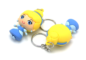 Disney公主PVC軟膠卡通立體鑰匙扣訂做