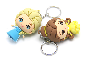迪士尼公主人物pvc軟膠立體合模鑰匙扣掛件