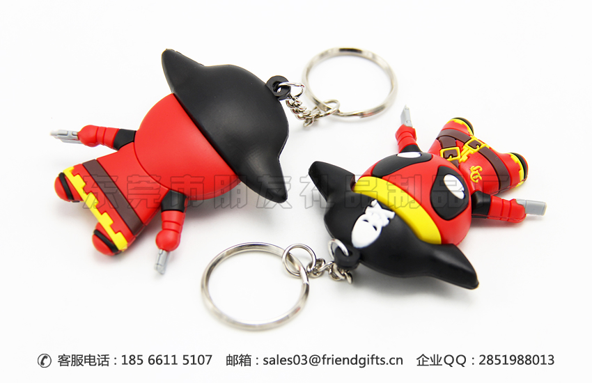 來圖來樣量身定做3d立體pvc軟膠公仔掛件、全立體pvc鑰匙扣工廠